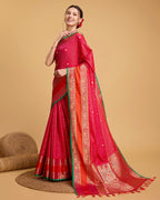 Vedant Vastram Soft Litchi Silk Banarasi Silk Saree - Pink
