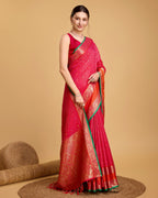 Vedant Vastram Soft Litchi Silk Banarasi Silk Saree - Pink