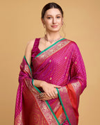 Vedant Vastram Soft Litchi Silk Banarasi Silk Saree - Rani