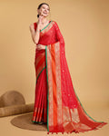 Vedant Vastram Soft Litchi Silk Banarasi Silk Saree - Red
