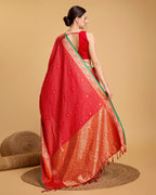 Vedant Vastram Soft Litchi Silk Banarasi Silk Saree - Red