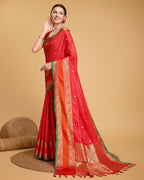 Vedant Vastram Soft Litchi Silk Banarasi Silk Saree - Red