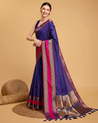 Vedant Vastram Soft Litchi Silk Banarasi Silk Saree - Blue