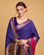 Vedant Vastram Soft Litchi Silk Banarasi Silk Saree - Blue