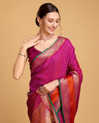 Vedant Vastram Soft Litchi Silk Banarasi Silk Saree - Rani - Distacart