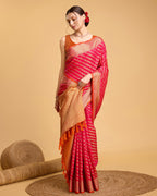 Vedant Vastram Soft Litchi Silk Kanjeevaram Silk Saree - Pink - Distacart