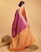 Vedant Vastram Soft Litchi Silk Kanjeevaram Silk Saree - Purple - Distacart