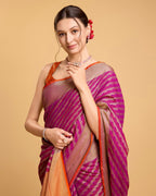 Vedant Vastram Soft Litchi Silk Kanjeevaram Silk Saree - Purple - Distacart