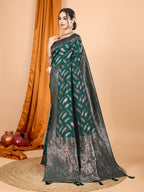 Vedant Vastram Soft Litchi Silk Banarasi Silk Jacquard Saree - Green - Distacart