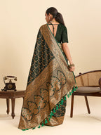 Vedant Vastram Soft Litchi Silk Banarasi Silk Jacquard Saree - Green - Distacart
