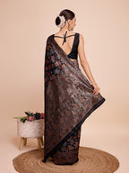 Vedant Vastram Soft Litchi Silk Banarasi Silk Saree - Black - Distacart