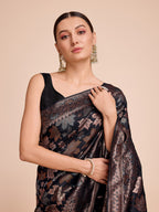 Vedant Vastram Soft Litchi Silk Banarasi Silk Saree - Black - Distacart