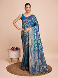 Vedant Vastram Soft Litchi Silk Banarasi Silk Saree - Firozi - Distacart