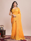 Vedant Vastram Vichitra Silk Embroidered Work Saree - Mustard