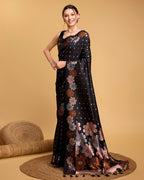 Vedant Vastram Soft Litchi Silk Banarasi Silk Saree - Black - Distacart