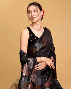 Vedant Vastram Soft Litchi Silk Banarasi Silk Saree - Black - Distacart