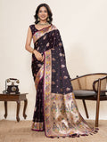 Vedant Vastram Soft Litchi Silk Paithani Jacquard Saree - Wine