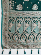 Vedant Vastram Soft Litchi SIlk Banarasi Silk Jacquard Saree - Green
