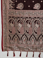 Vedant Vastram Soft Litchi SIlk Banarasi Silk Jacquard Saree - Maroon