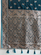 Vedant Vastram Soft Litchi SIlk Banarasi Silk Jacquard Saree - Firozi