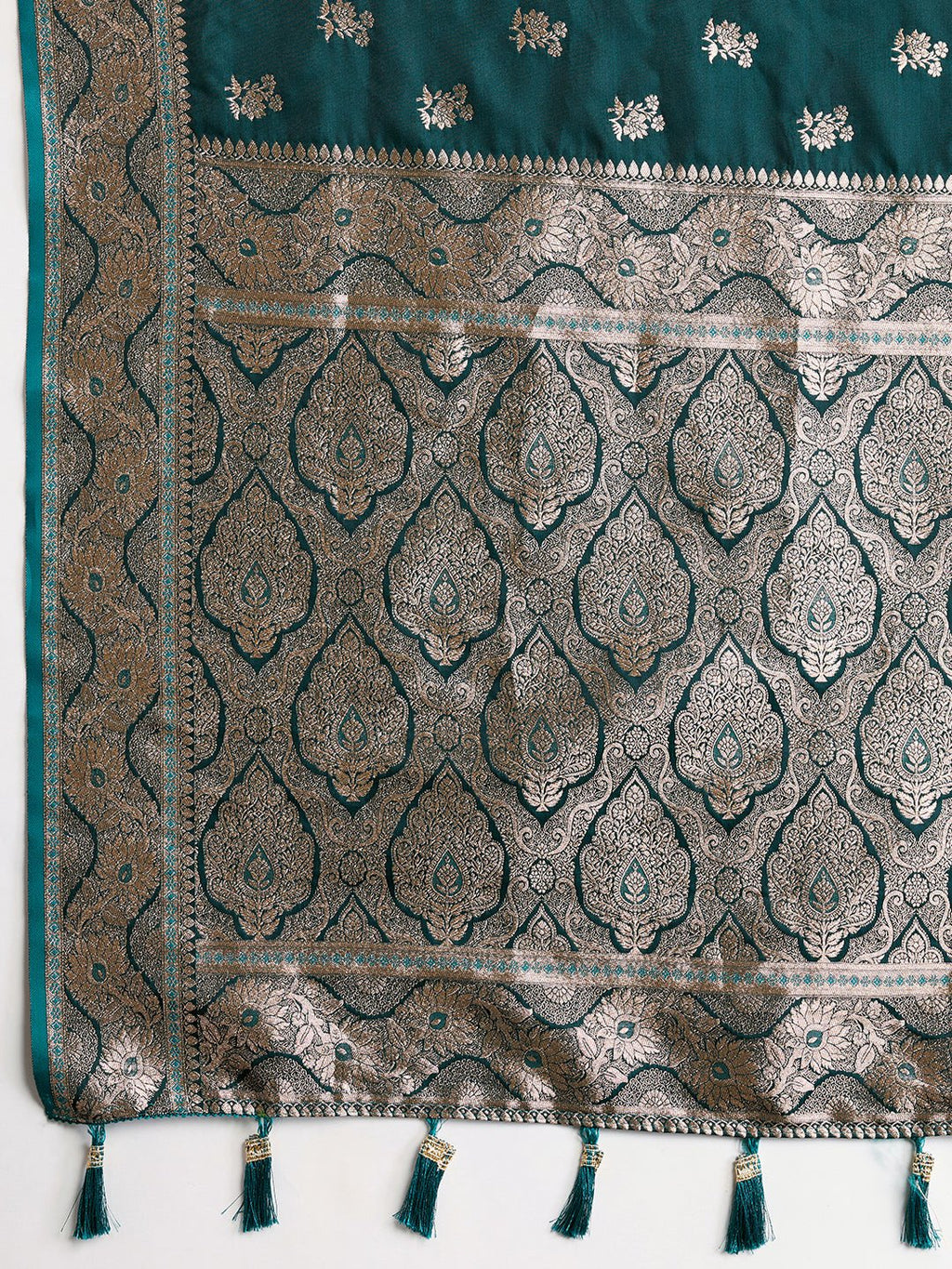 Vedant Vastram Soft Litchi SIlk Banarasi Silk Jacquard Saree - Green