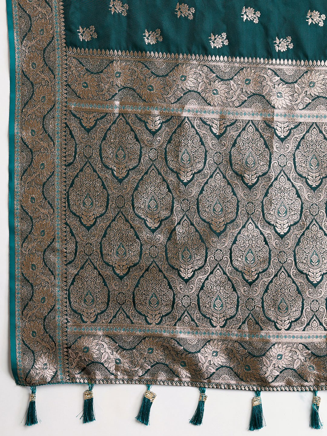 Vedant Vastram Soft Litchi SIlk Banarasi Silk Jacquard Saree - Green