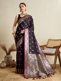 Vedant Vastram Soft Litchi SIlk Banarasi Silk Jacquard Saree - Wine