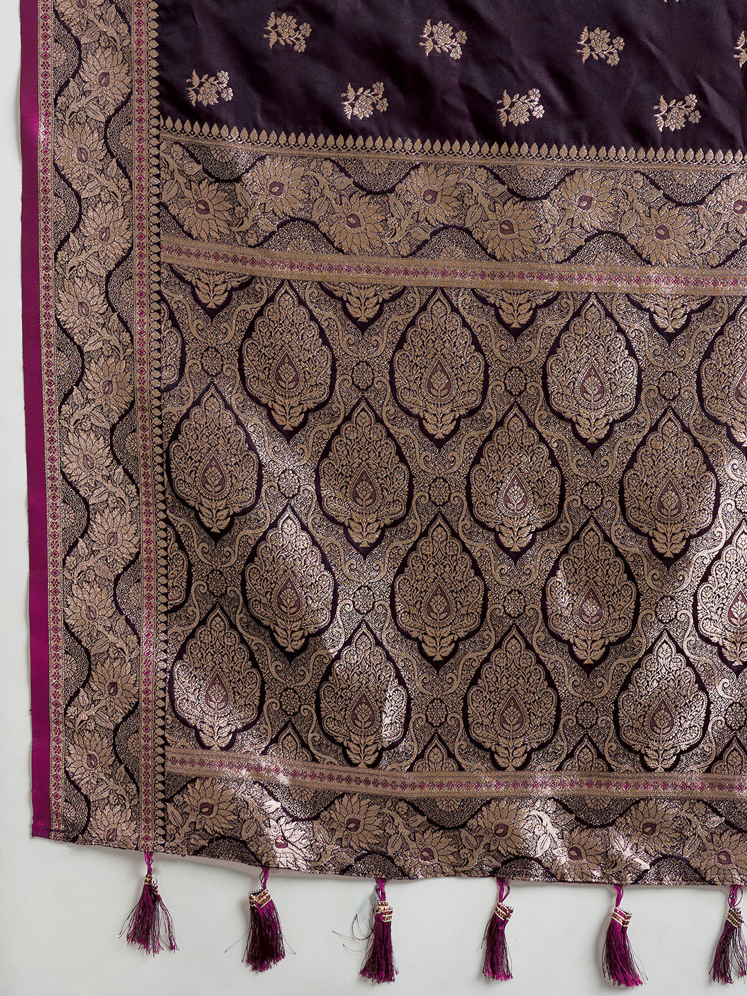 Vedant Vastram Soft Litchi SIlk Banarasi Silk Jacquard Saree - Wine