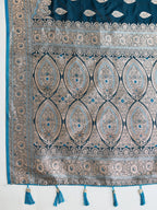 Vedant Vastram Soft Litchi SIlk Banarasi Silk Jacquard Saree - Firozi