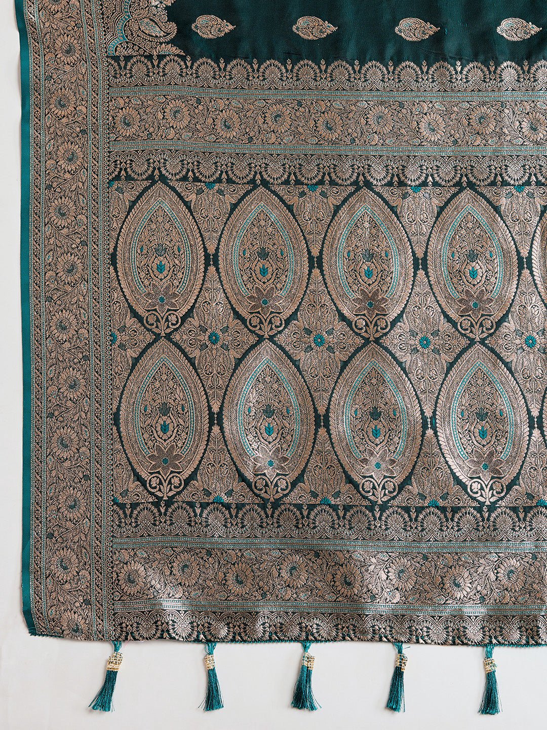 Vedant Vastram Soft Litchi SIlk Banarasi Silk Jacquard Saree - Green
