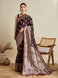 Vedant Vastram Soft Litchi SIlk Banarasi Silk Jacquard Saree - Maroon