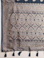 Vedant Vastram Soft Litchi SIlk Banarasi Silk Jacquard Saree - Navy Blue