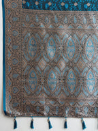 Vedant Vastram Soft Litchi SIlk Banarasi Silk Jacquard Saree - Firozi