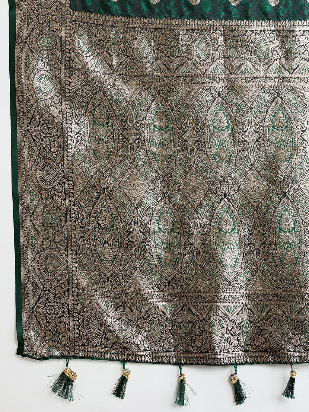 Vedant Vastram Soft Litchi SIlk Banarasi Silk Jacquard Saree - Green