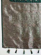 Vedant Vastram Soft Litchi SIlk Banarasi Silk Jacquard Saree - Green