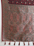 Vedant Vastram Soft Litchi SIlk Banarasi Silk Jacquard Saree - Maroon