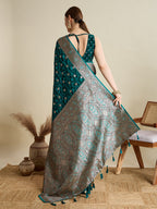 Vedant Vastram Soft Litchi SIlk Banarasi Silk Jacquard Saree - Rama