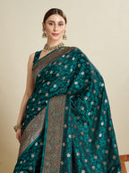 Vedant Vastram Soft Litchi SIlk Banarasi Silk Jacquard Saree - Rama