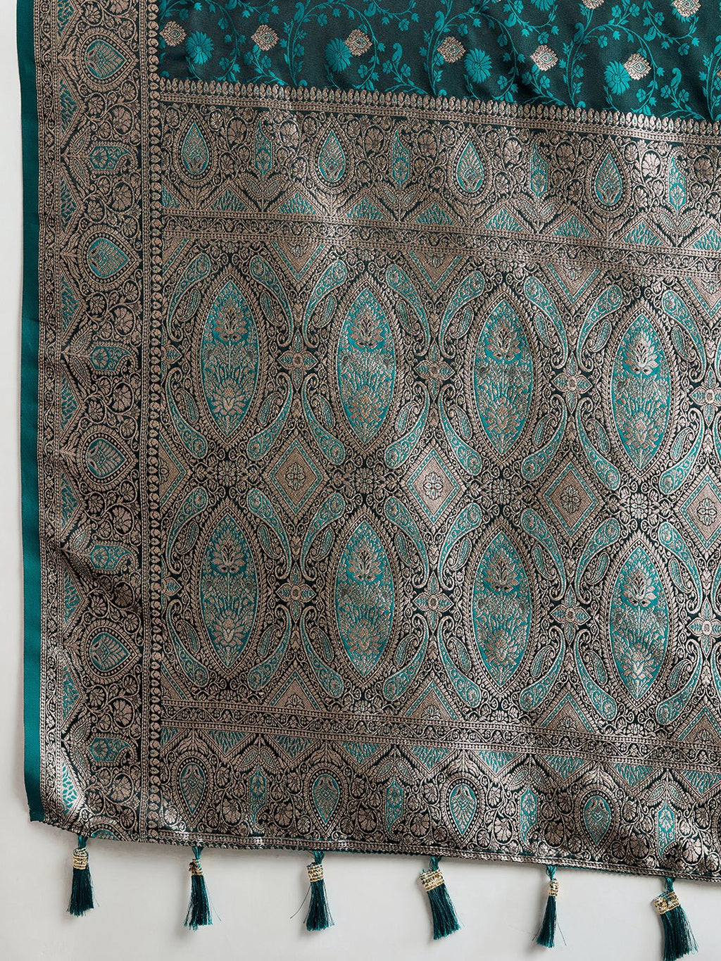 Vedant Vastram Soft Litchi SIlk Banarasi Silk Jacquard Saree - Rama