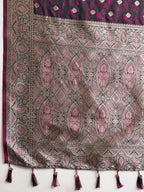 Vedant Vastram Soft Litchi SIlk Banarasi Silk Jacquard Saree - Wine