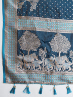 Vedant Vastram Soft Litchi SIlk Banarasi Silk Jacquard Saree - Firozi