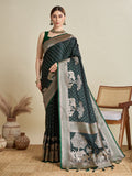 Vedant Vastram Soft Litchi SIlk Banarasi Silk Jacquard Saree - Green