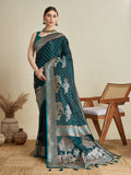 Vedant Vastram Soft Litchi SIlk Banarasi Silk Jacquard Saree - Rama