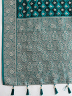 Vedant Vastram Soft Litchi SIlk Banarasi Silk Jacquard Saree - Firozi