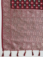 Vedant Vastram Soft Litchi SIlk Banarasi Silk Jacquard Saree - Maroon