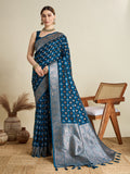 Vedant Vastram Soft Litchi SIlk Banarasi Silk Jacquard Saree - Rama