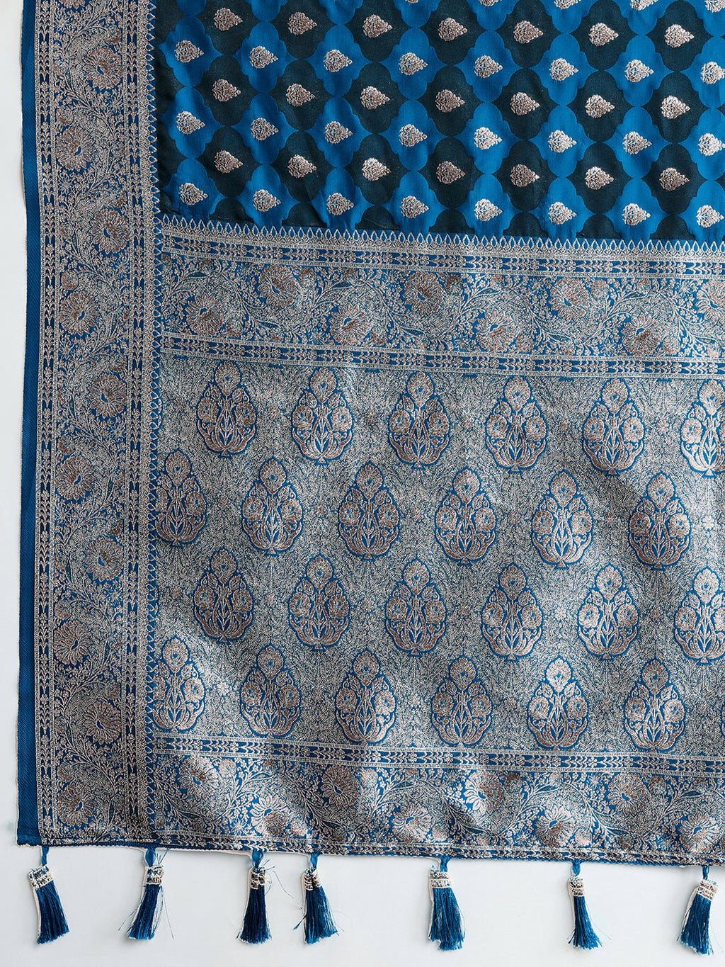 Vedant Vastram Soft Litchi SIlk Banarasi Silk Jacquard Saree - Rama