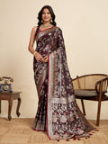 Vedant Vastram Soft Litchi Silk Paithani Jacquard Saree - Maroon