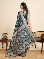 Vedant Vastram Soft Litchi Silk Paithani Jacquard Saree - Rama