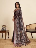 Vedant Vastram Soft Litchi Silk Paithani Jacquard Saree - Wine